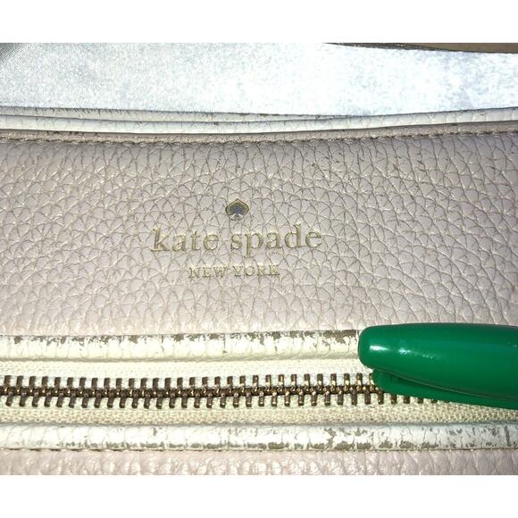 Kate Spade New York Purse Cross Body Tan Pebble Leather Tassle Front Zipper Pull - Picture 7 of 13